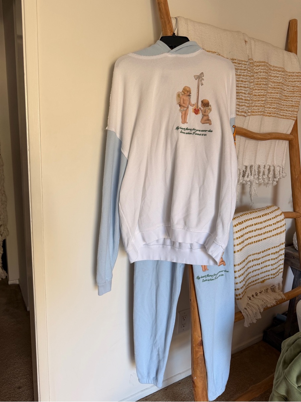 Boys Lie Kindling Light Blue Waffle Knit Hoodie and Jogger Set